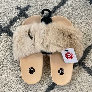 Fuzzy Cream Pure Barre Slide Sandals